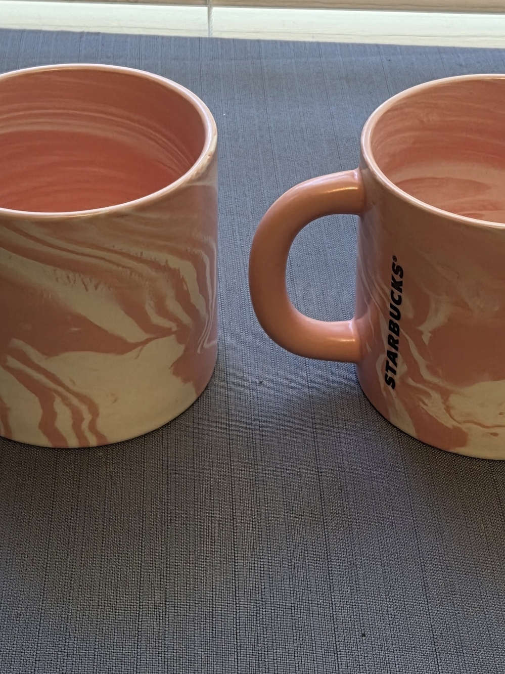 Starbucks Coral Pink and White Marble Ceramic Mug